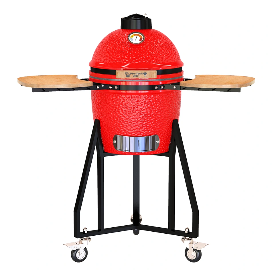 Gril Kamado Egg 16" s kolieskami, priemer roštu 33,5 cm, červený