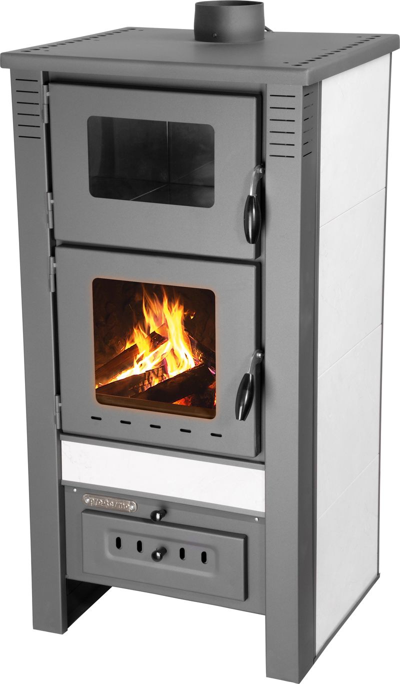 Krbové kachle Pro TAURUS Ceramic, biela, 12 kW, 120 mm, s rúrou na pečenie