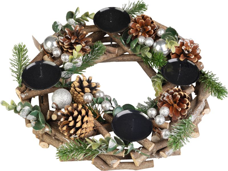 Veniec MagicHome Vianoce, adventný, prírodný, 30 cm