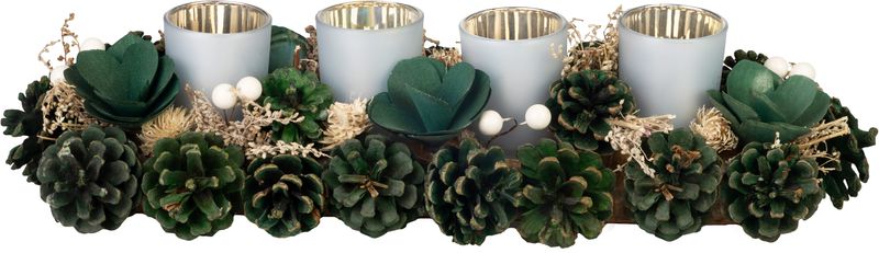 Ikebana MagicHome Vianoce, adventná, zelená, 45x15x9 cm