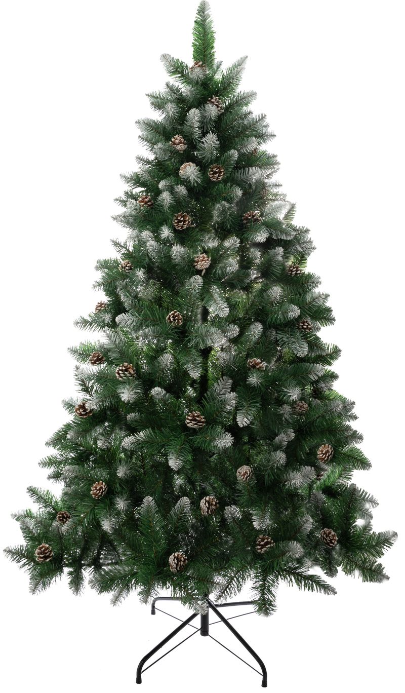 Stromček MagicHome Vianoce Albero, jedľa, zasnežené konce, so šiškami, 180 cm