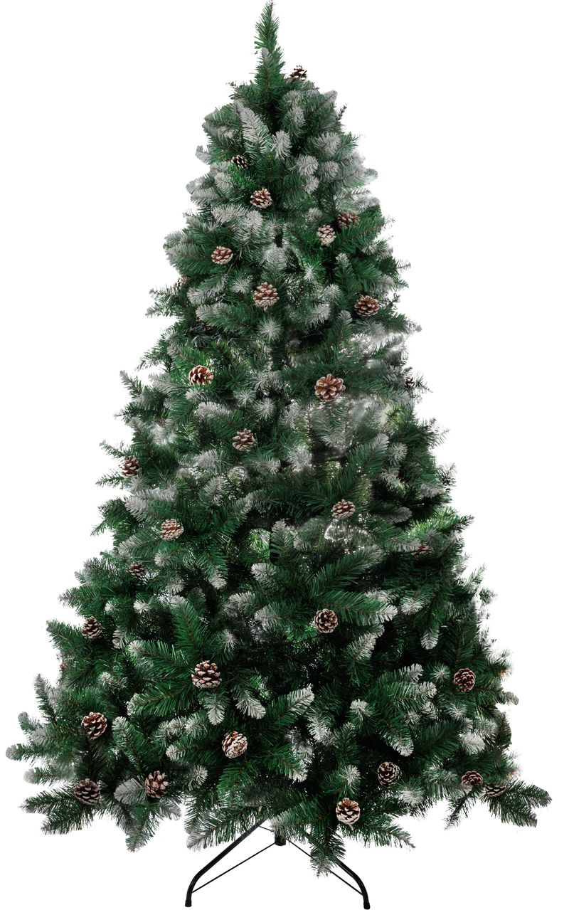 Stromček MagicHome Vianoce Albero, jedľa, zasnežené konce, so šiškami, 210 cm
