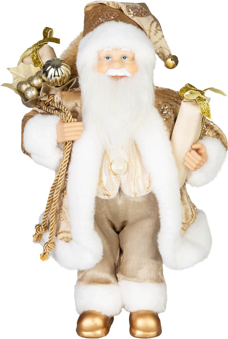 Dekorácia MagicHome Vianoce, santa, textil, zlatý, 28 x 37 x 80 cm