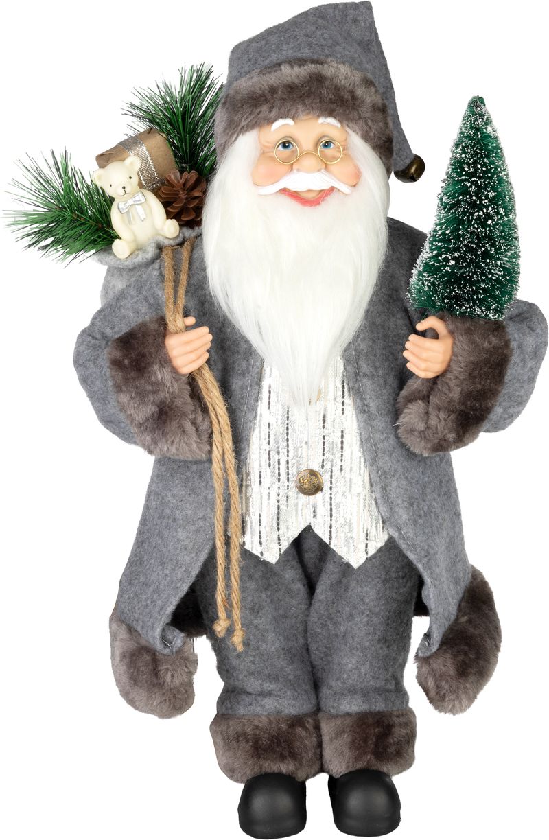 Dekorácia MagicHome Vianoce, santa, textil, šedý, 16 x 26 x 45 cm